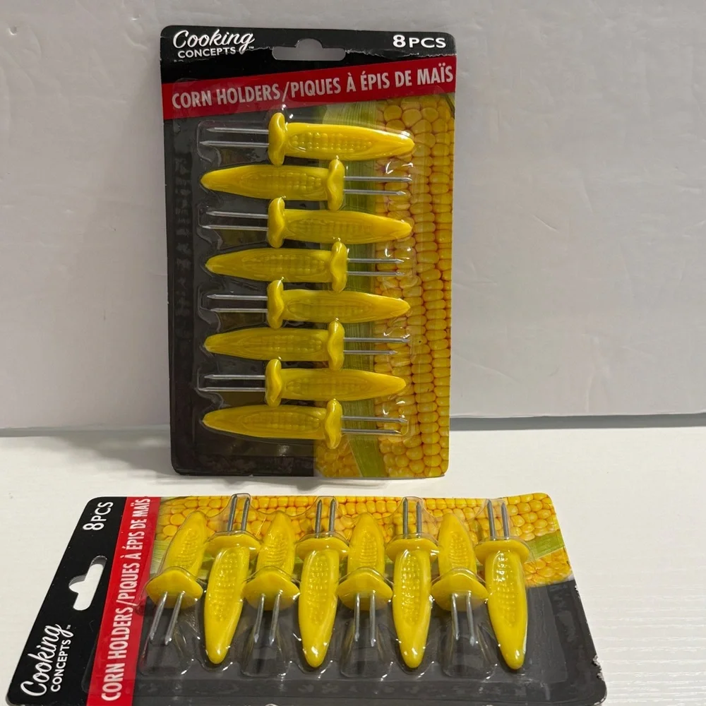 Cooking Concepts 8-Piece Corn 🌽 Holders Set – Durable Yellow Handles
